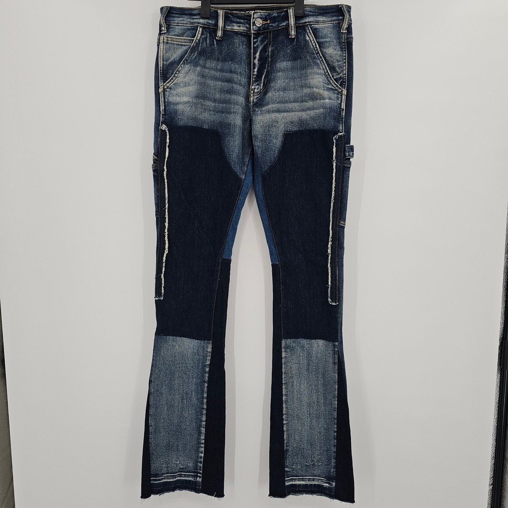 ESNTL LAB "NAEDIZEL" Mens Patchwork Carpenter Skinny Jeans Size 32 Stretch